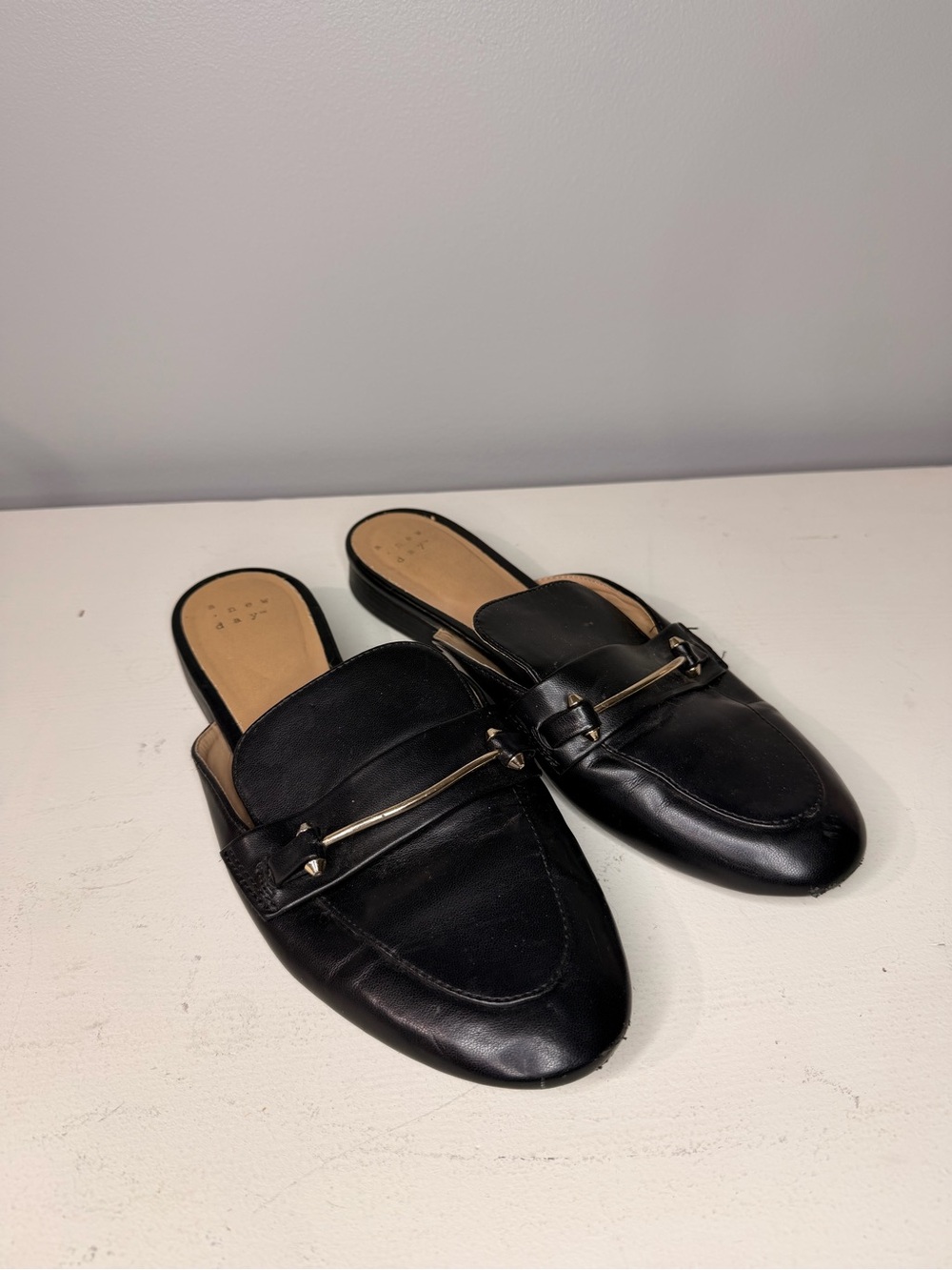 Target Black Slip-On Mule Loafers with Gold Accent